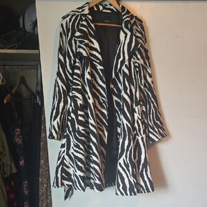 Express Black and White Zebra Trench Coat